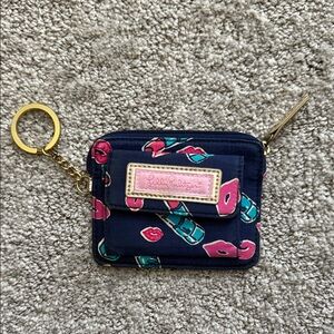 Lilly Pulitzer Navy and Pink Lipstick Print Card Holder/change purse